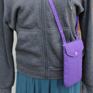 Phone Bag, Handmade Crossbody Smartphone Bag, Passport bag, Adjustable strap cross body mobile phone bag, plain colours