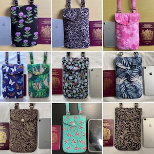Phone Bag, Handmade Crossbody Smartphone Bag, Passport bag, Adjustable strap cross body mobile phone bag