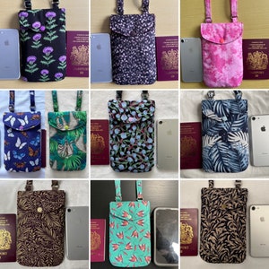 Phone Bag, Handmade Crossbody Smartphone Bag, Passport bag, Adjustable strap cross body mobile phone bag