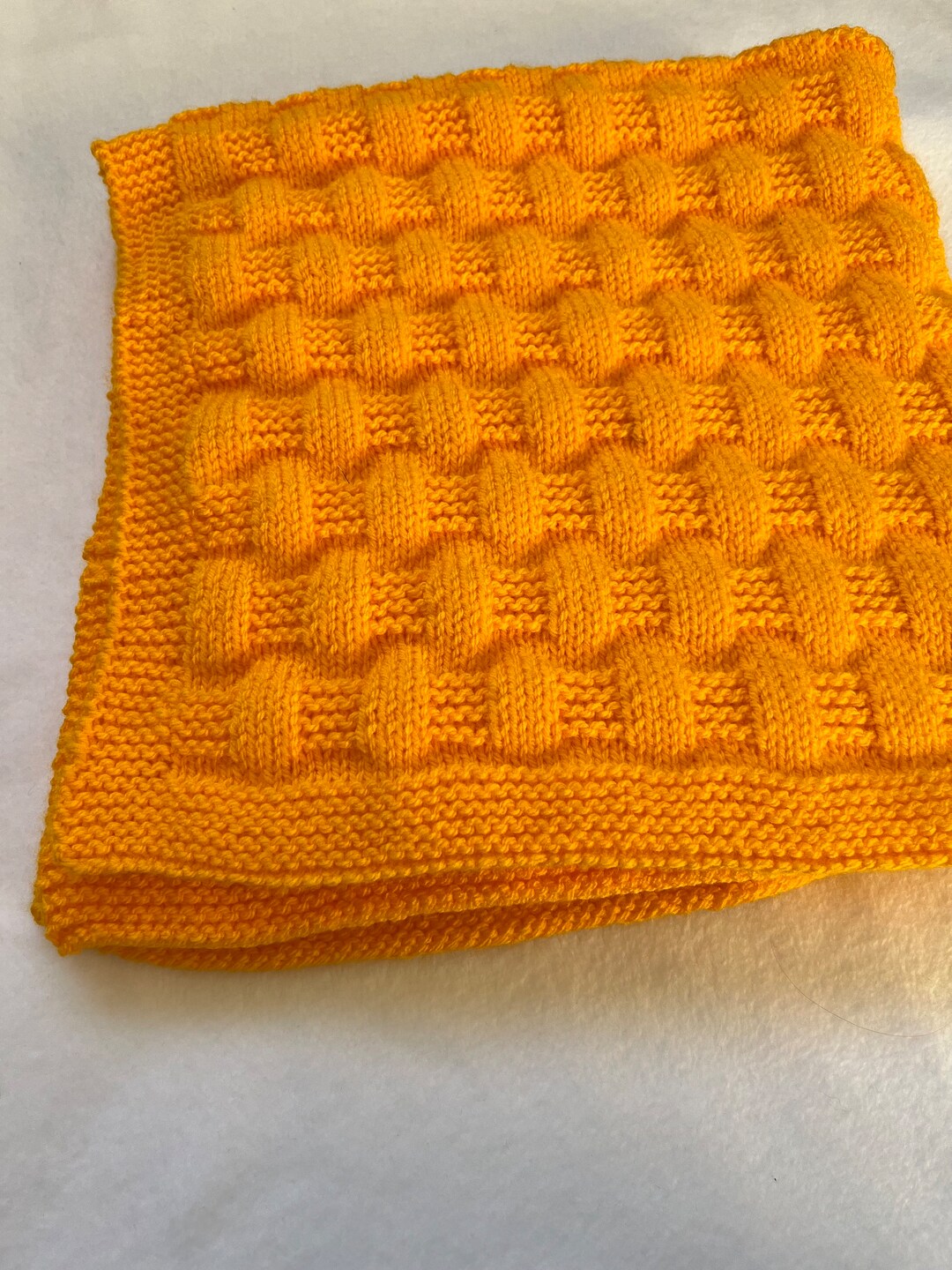 Hand Knitted Baby Blanket, Golden Yellow Baby Blanket, Newborn Blanket