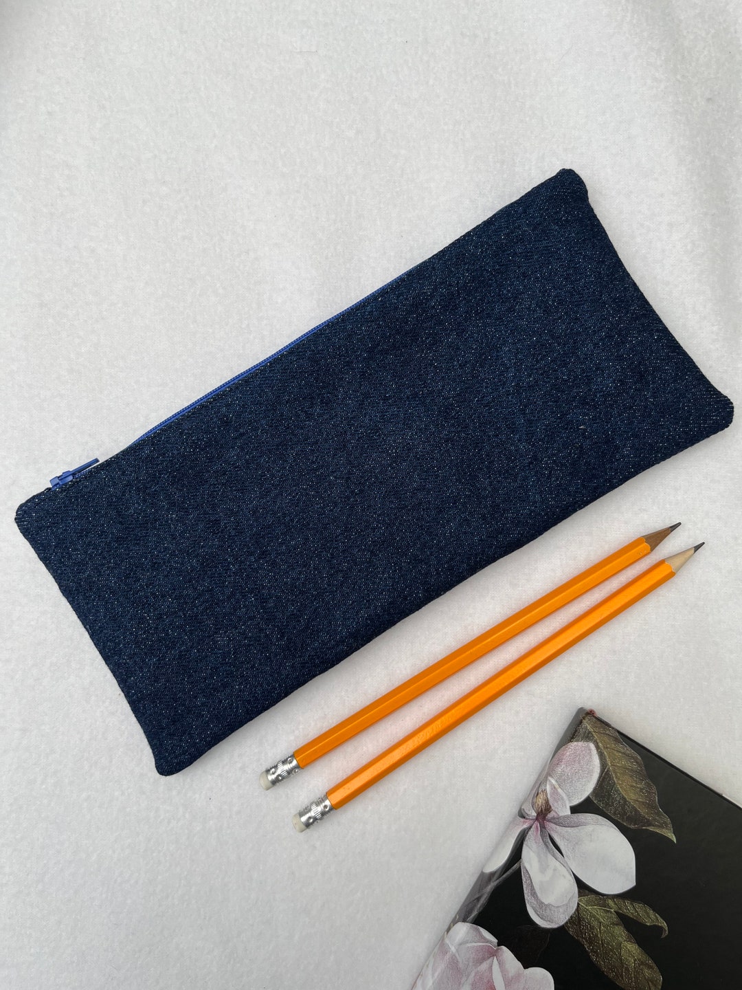 Blue Denim Fabric Pencil Case, Back to School Pencil Case, Water