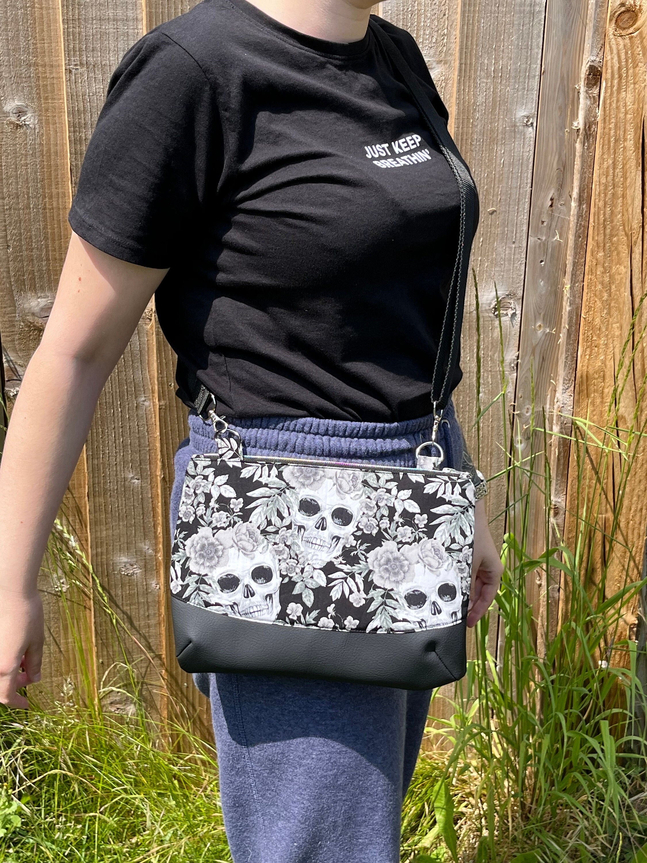 Skull Flower Crossbody Bag