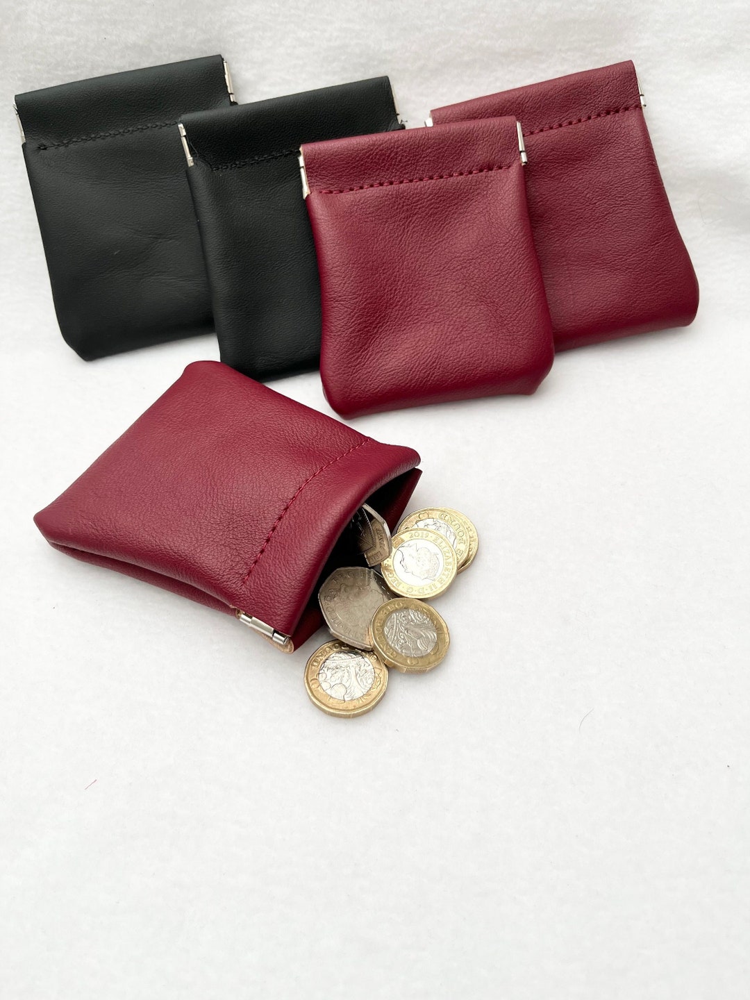 Leather Snap Top Coin Purse, Small Change Purse, Snap Top Pouch, Gift