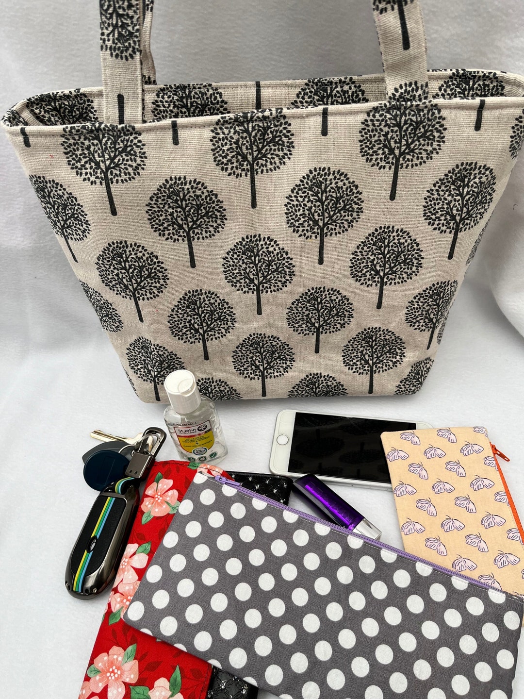 Tote Bag With Zipper, Handmade Tote Bag With Recessed Zipper, Shoulder Bag, Handbag With Zipper