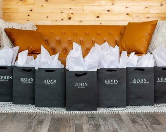 Personalized Wedding Bags - Luxury Proposal Bags - Black - Groom and Groomsmen Gift Bags - Large - 4 sizes