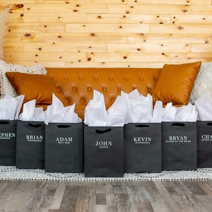 Personalized Wedding Bags - Luxury Proposal Bags - Black - Groom and Groomsmen Gift Bags - Large - 4 sizes