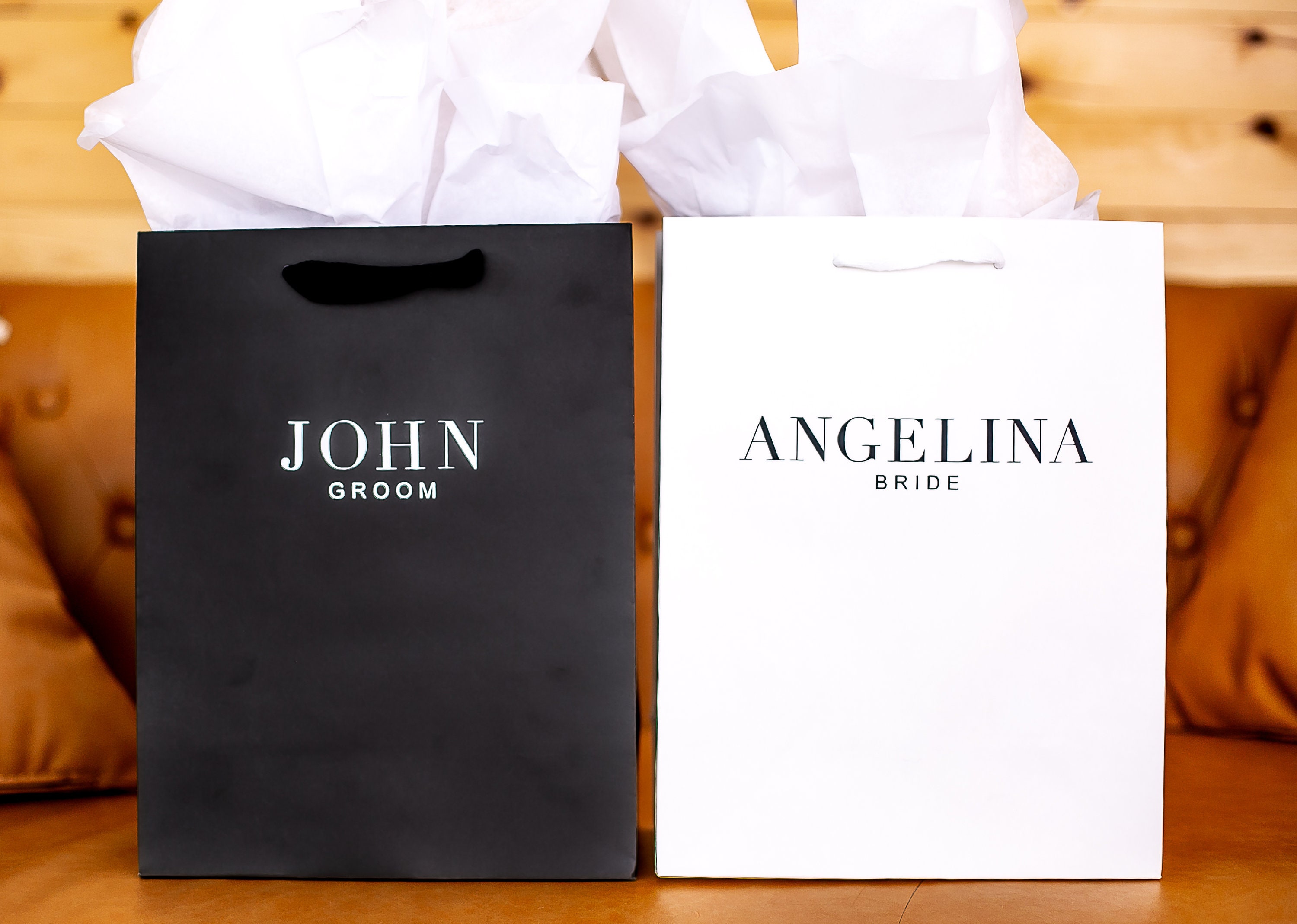 Personalized Wedding Bags - Luxury Proposal Bags - Black - Groom and Groomsmen Gift Bags - Large - 4 sizes