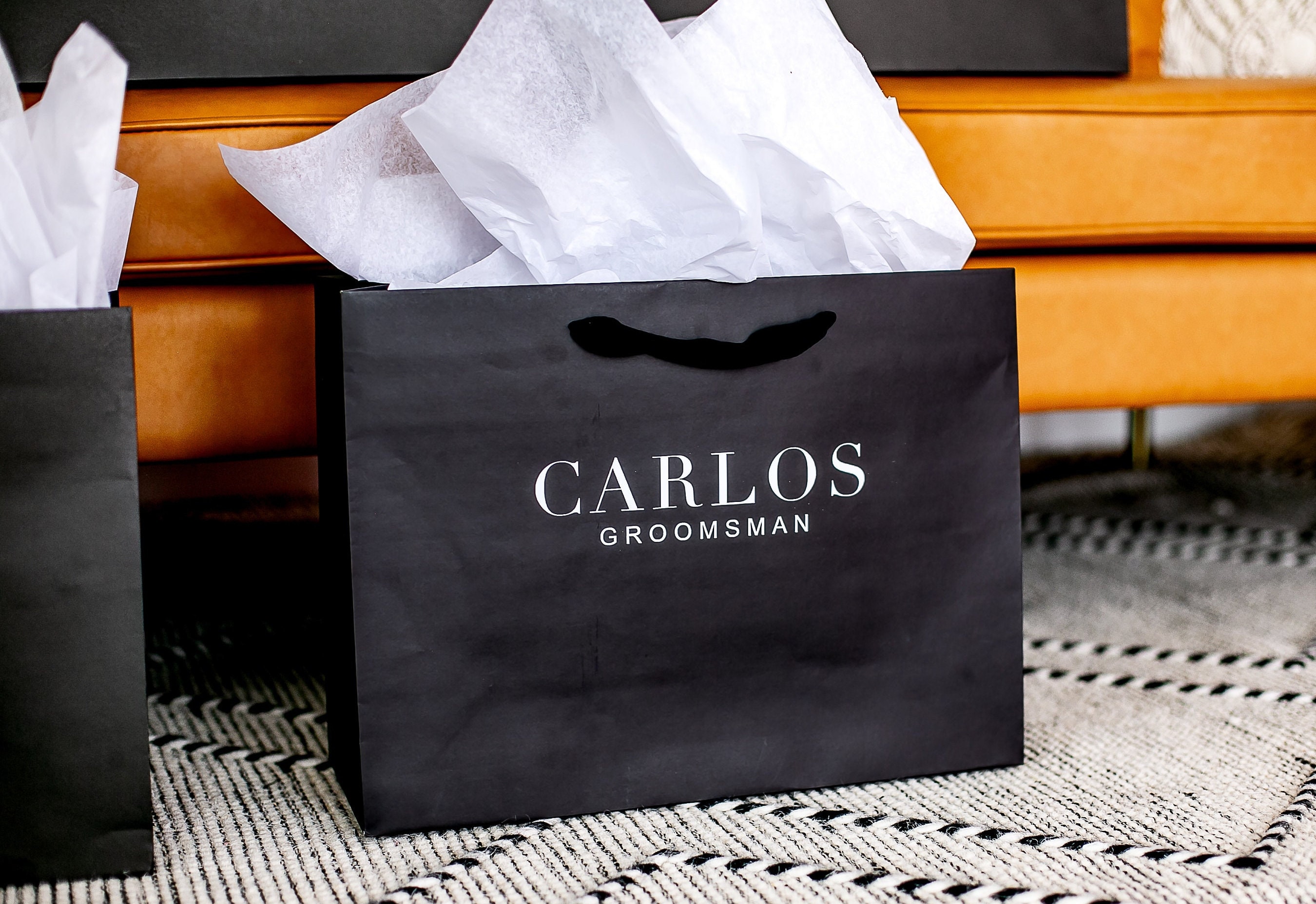 Personalized Wedding Bags - Luxury Proposal Bags - Black - Groom and Groomsmen Gift Bags - Large - 4 sizes