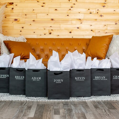 Personalized Wedding Bags - Luxury Proposal Bags - Groom and Groomsmen Gift Bags - Large - 4 sizes - Black and White