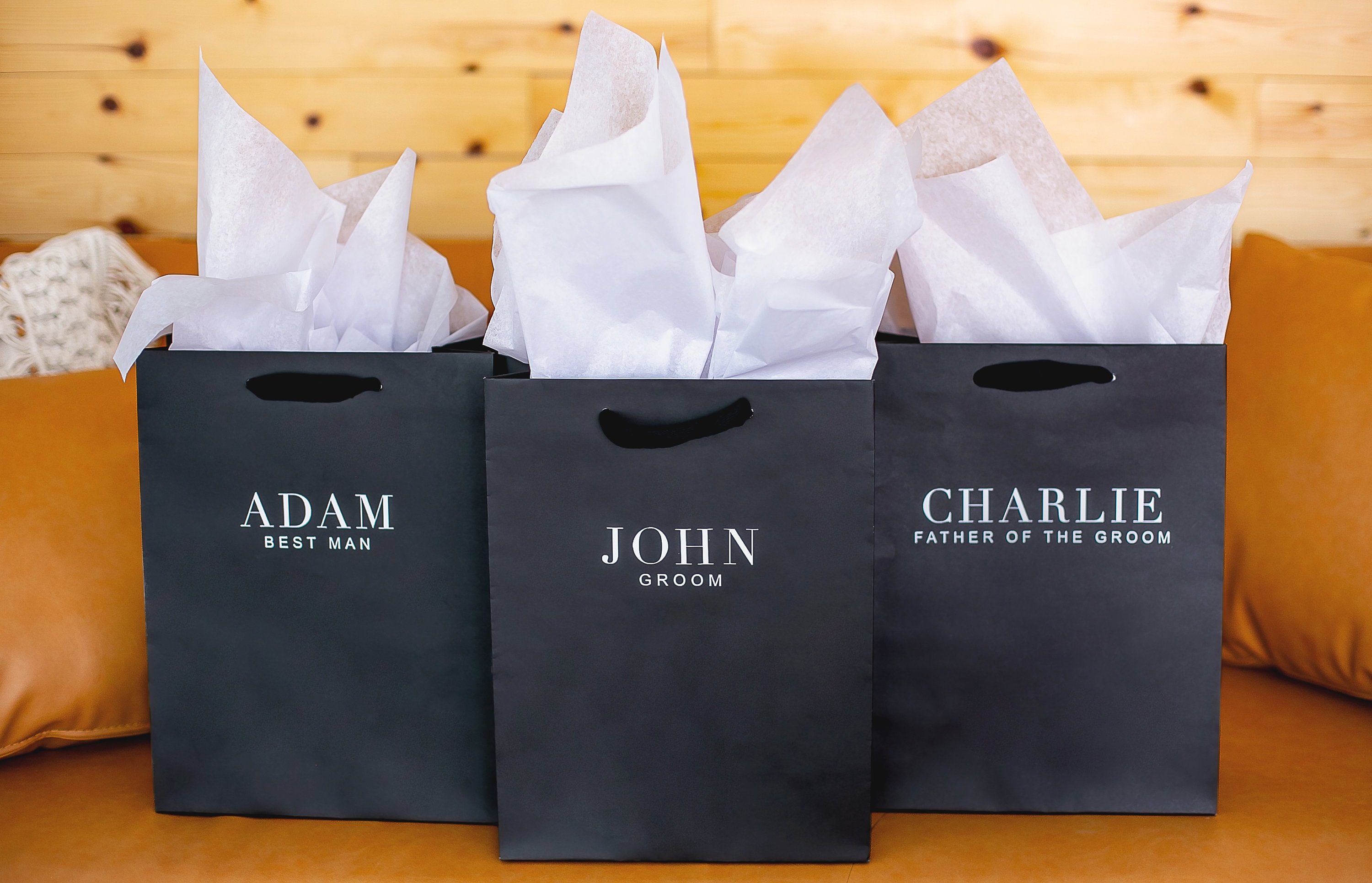 Personalized Wedding Bags - Luxury Proposal Bags - Black - Groom and Groomsmen Gift Bags - Large - 4 sizes