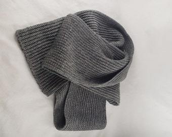 Handmade Gray Unisex Cotton Crochet Scarf for Men, Women