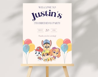 Paw-ty Patrol Birthday Welcome Sign~EDITABLE