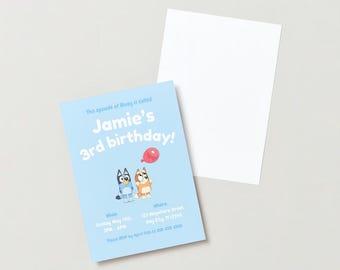 Bluey Balloon Birthday Party Invitation~EDITABLE