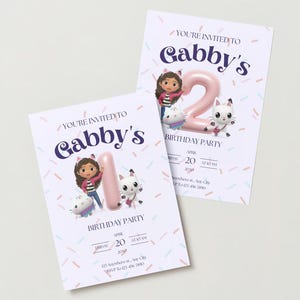 Gabby&#39;s Dollhouse Birthday Invitation~EDITABLE