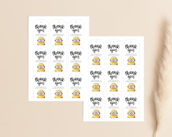 Minion Birthday Party Favor Tags~EDITABLE