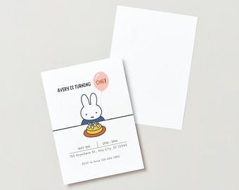 Miffy Birthday Cake Invitation~EDITABLE