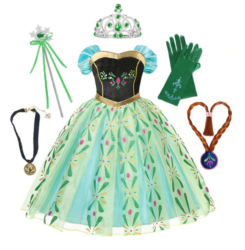 Elsa Costume Frozen Anna Costume Dress Magic Wand Tiara Gloves - Etsy