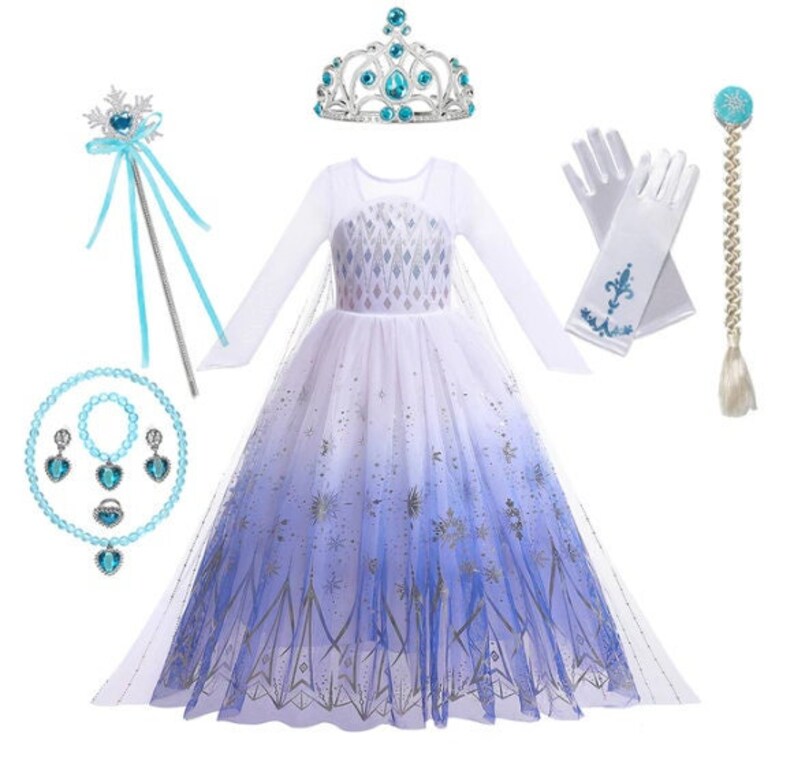 Elsa Costume Frozen Anna Costume Dress Magic Wand Tiara Gloves Etsy