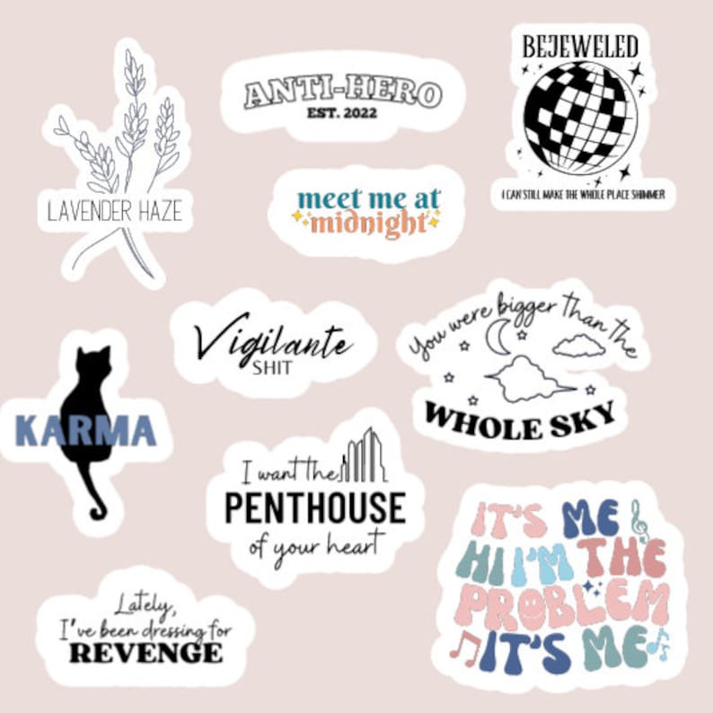 Taylor Swift Midnights Stickers, Taylor Swift Merch, Taylor's Lyric