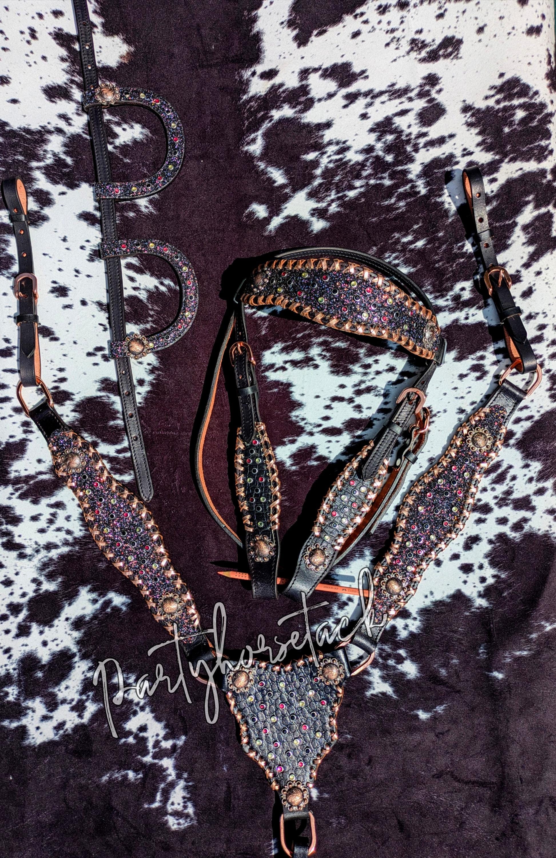 Gorgeous Black and Gold Rhinestone Gladiator Tack Set- READY to Ship - Etsy