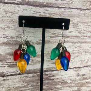 Christmas light earrings, Holiday Jewelry, Stainless Steel Hypoallergenic