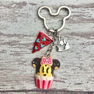 Minnie Mouse Snack Key Chain/Cupcake/Pizza/Disney Inspired