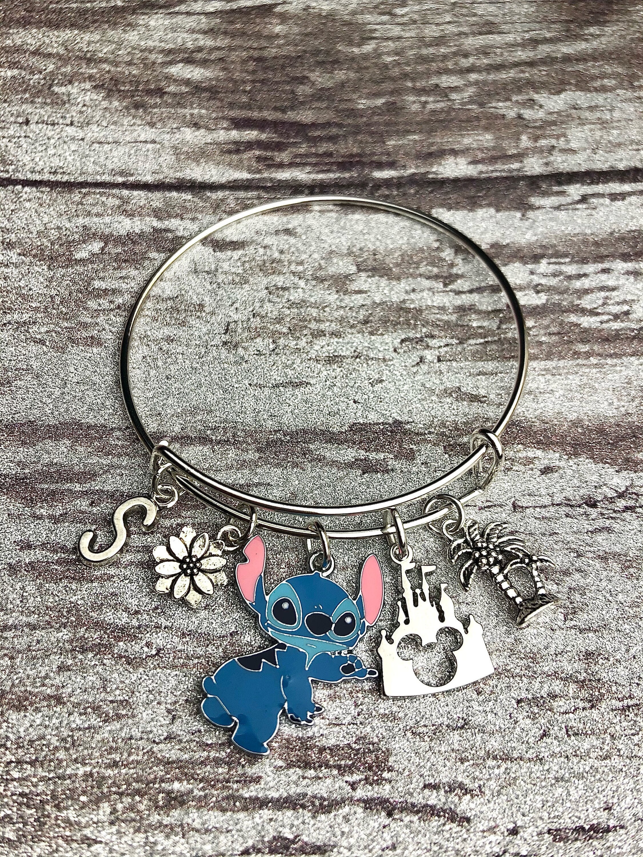 Disney Stitch-pulsera inspirada en Lilo & Stitch para mujer, brazalete con  cuentas de cristal, colgante