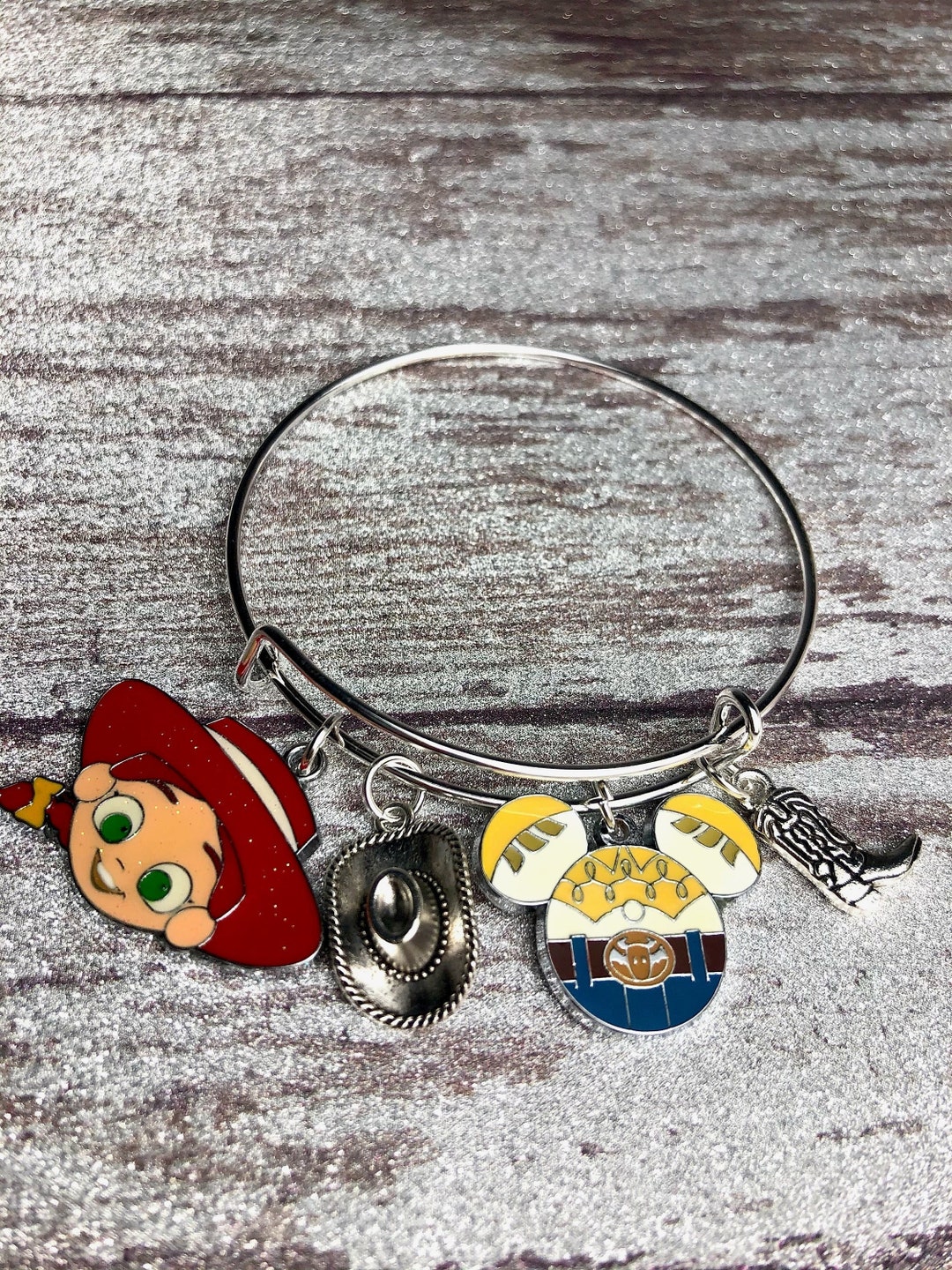 Toy Story Jessie Charm Bangle Bracelet, Disney Inspired Jewelry Etsy