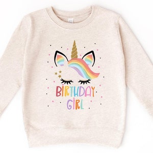 Unicorn Birthday Kids Sweatshirt - Birthday Girl Youth Hoodie - Unicorn Theme Party - Girls Birthday Party Toddler Sweater