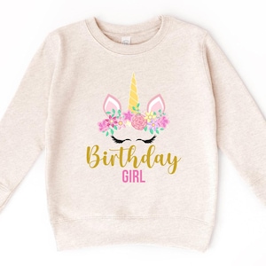 Unicorn Birthday Girl Sweatshirt - Unicorn Theme Party - Girls Birthday Party Hoodie - Unicorn Birthday Gift Kids Sweater - Birthday Girl