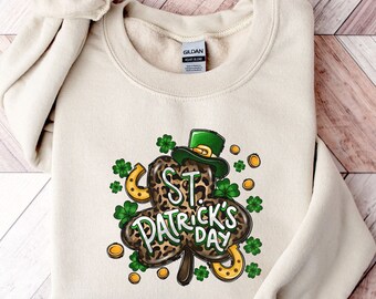 St. Patrick's Day Sweatshirt - Kleeblatt Leopard Hoodie - St. Patrick's Frauen Pullover - Geschenk für St. Patrick - Lucky Shamrock Hoodie