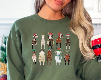 Weihnachten Ziege Sweatshirt, Weihnachten Bauernhof Tiere Sweatshirt, lustige Weihnachtspullover, Niedliche Weihnachtstiere, Bauer Weihnachten, Ziege Liebhaber Geschenke