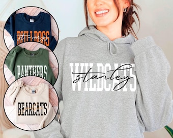 Custom Mascot Sweatshirt - School Team Hoodie - Favorite Team Name Gift -Team Spirit Pullover - Custom School Gift - School Mascot Crewneck