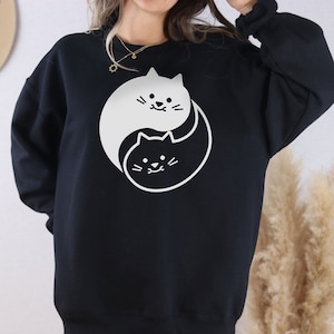 Yin Yang Cat Sweatshirt - Cat Lover Gift - Cute Cats Hoodie - Cat Mom Sweater - Cute Kittens Gift - Cat Dad Hoodie - Pet Lover