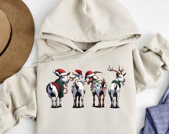 Christmas Goat Sweatshirt, Funny Christmas Sweater, Christmas Farm Animals Sweatshirt, Xmas, Cute Christmas Sweater, Farmer Christmas Gift