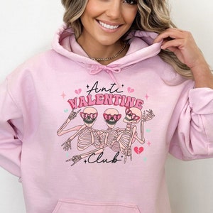 Anti Valentine Club Sweatshirt, Funny Valentines Sweater, Skull Valentine Sweatshirt, Skeleton Love Hoodie, Spooky Valentine, Valentine Gift