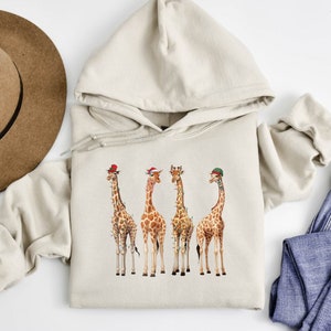 Christmas Giraffe Sweatshirt, Cute Christmas Sweatshirt, Giraffe Gift, Winter Sweatshirt, Christmas Animals, Xmas Crewneck, Christmas Gifts