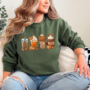 Fall Coffee Sweatshirt, Cute Halloween Fall Sweatshirt, Coffee Lover Sweatshirt, Pumpkin Spice Latte Shirt, Thanksgiving Sweatshirt Gift