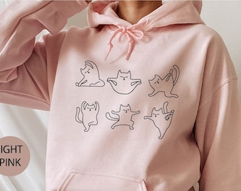 Cat Yoga Sweatshirt, Pilates Sweatshirt, Cat Pilates Sweater, Yoga Shirt, Gift for Her, Yoga and Cats, Funny Pilates, Cat Workout Sweatshirt