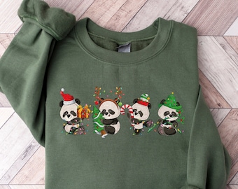 Christmas Panda Sweater, Cute Christmas Sweatshirt, Christmas Animals, Baby Panda Gift, Xmas Pandas Sweater, Panda Love, Christmas Gifts