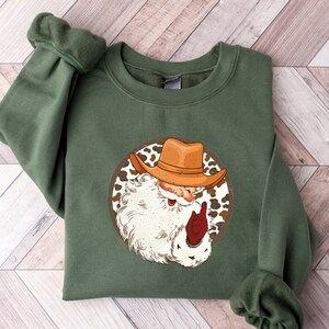 Cowboy Santa Sweatshirt, Vintage Santa Claus Christmas Sweatshirt, Western Cowgirl Sweater, Cute Christmas Sweatshirt, Xmas, Christmas Gifts