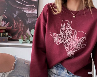 Texas Sweatshirt, Texas State Sweatshirt, Texan Shirt, Country Shirt Women, Bluebonnet Hoodie, Texas Lover Gift, Gift for Texan Gift for Her
