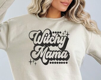 Felpa di Halloween di Witchy Mama, Felpa con cappuccio di mamma strega, Costume da strega di Halloween, Felpa con cappuccio di Witchy Mama, Regalo di Halloween della madre, Maglione di strega da donna