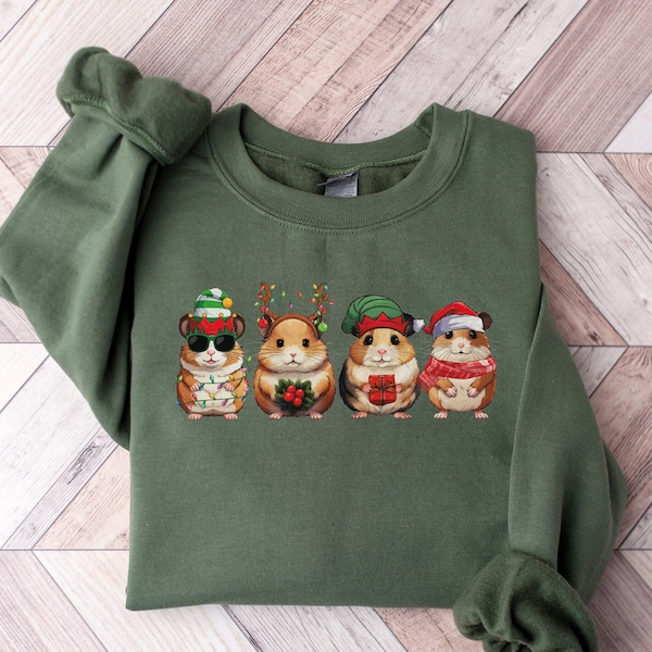 Christmas Hamster Sweatshirt, Cute Christmas Sweater, Hamster Lover Gift, Christmas Animal Sweatshirt, Hamster Mom Sweater, Christmas Gifts