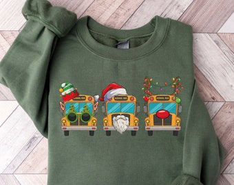 Christmas School Bus Driver Sweatshirt, Funny Christmas Hoodie, Santa School Bus Sweater, Back To School, Xmas Bus Operator, Christmas Gifts
