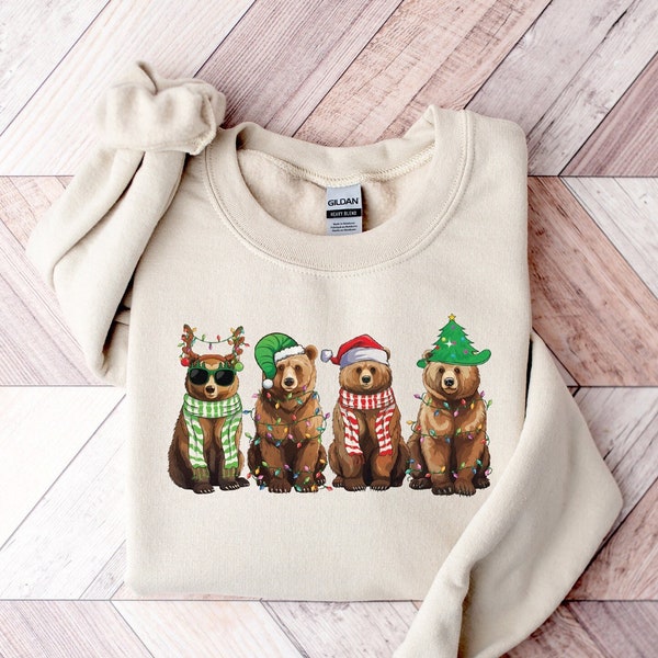 Christmas Bear Sweatshirt, Funny Christmas Sweatshirt, Christmas Animals, Bear Lovers, Winter Sweatshirt, Vintage Christmas, Christmas Gift