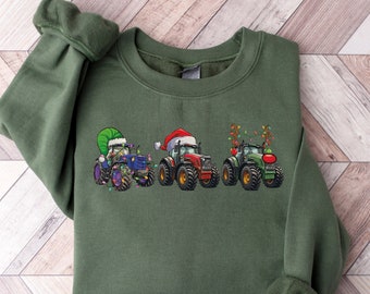 Sweat-shirt de Noël tracteur, sweat-shirt vie à la ferme, pull père Noël tracteur, cadeau de Noël agriculteur, sweat-shirt de Noël à la campagne, cadeaux de Noël