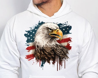 Pink American Eagle Sweatshirts For Men Eagle With American Flag Hoodie, American Eagle Sweatshirt, 4th Of