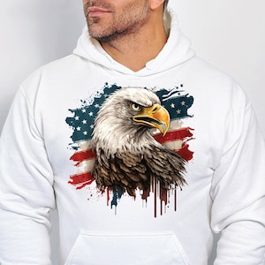 Eagle with American Flag Hoodie, American Eagle Sweatshirt, 4th of July Outfit, Patriotic Sweater, Freedom Hoodie, Independence Day Sweater