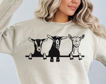 Goats Shirts, Cute Goats Sweatshirt, Funny Goat Hoodie, Farm Animal Shirt, Goat Lover Shirt, Goat Gift, Goat Women Sweatshirt, Gift for Her